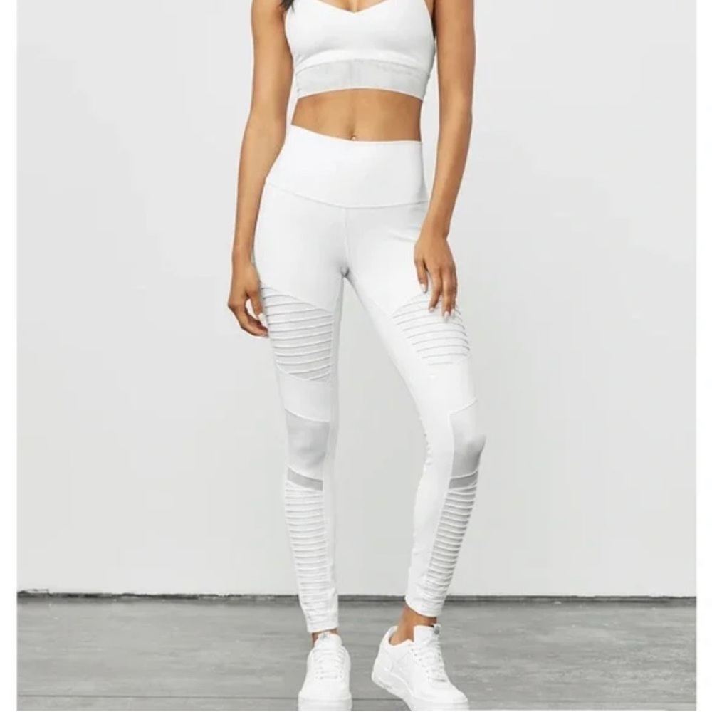 ALO White High Waisted Moto Legging